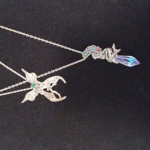 Lot Of 2 Pewter Fairy Necklaces Renaissance Festival